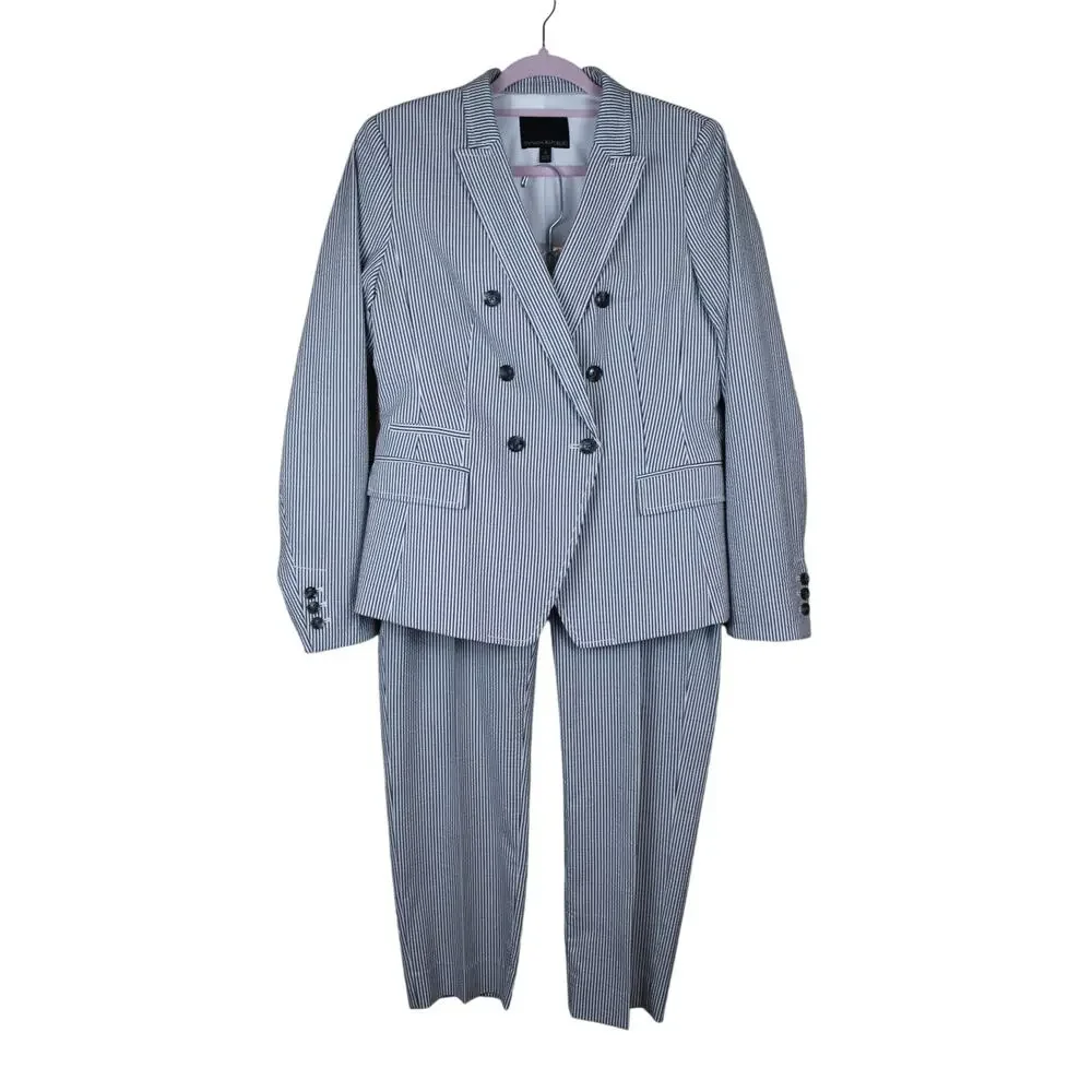 NWT Banana Republic Avery Gray Pinstripe Seersucker Texture Lightweight Suit